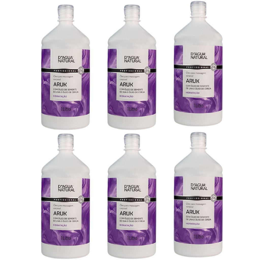 Dagua Natural Kit Com 6 Óleo Para Massagem Corporal Com Óleo De Semente De Uva e De Cereja Hidrata