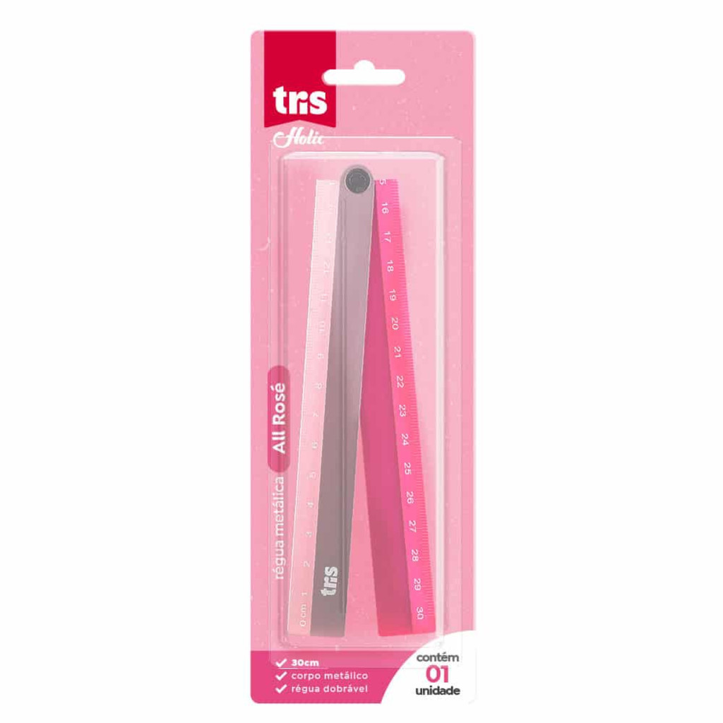 Régua Metálica Dobrável Holic All Rose 30Cm – Tris em Oferta na Shopee