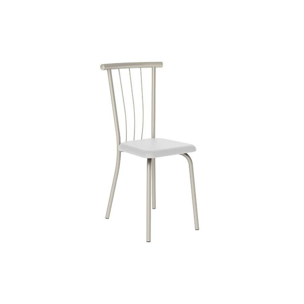 Cadeira Sala de Jantar 154 Aço Kit 2 Uni Prata - Assento Courano Branco - Carraro