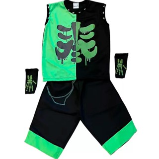 Fantasia Infantil Halloween pra Menino Estiloso Roupa Caveira Verde e Preta Curta de Luxo Com Luvas Meio Dedo em Oferta na Shopee
