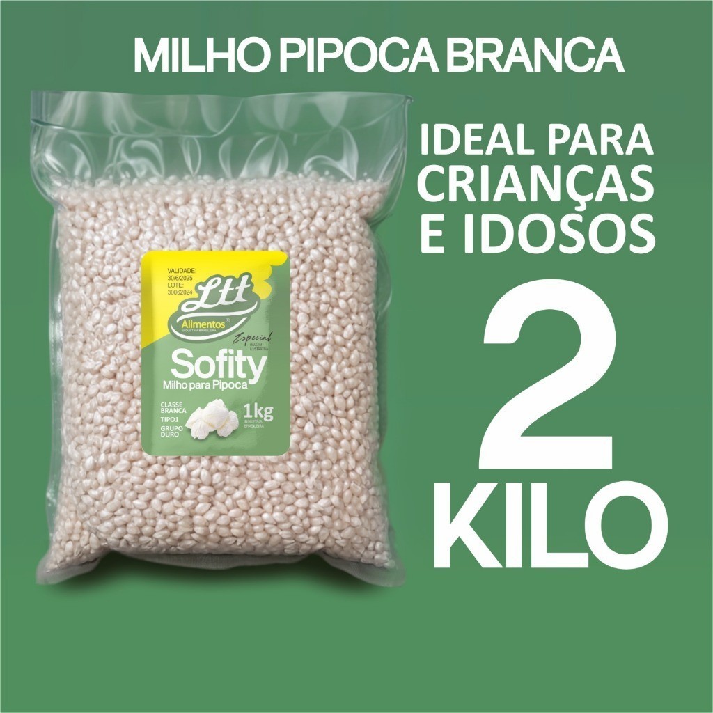 milho para pipoca sofity macia e crocante tradicional 2kilo em Oferta na Shopee