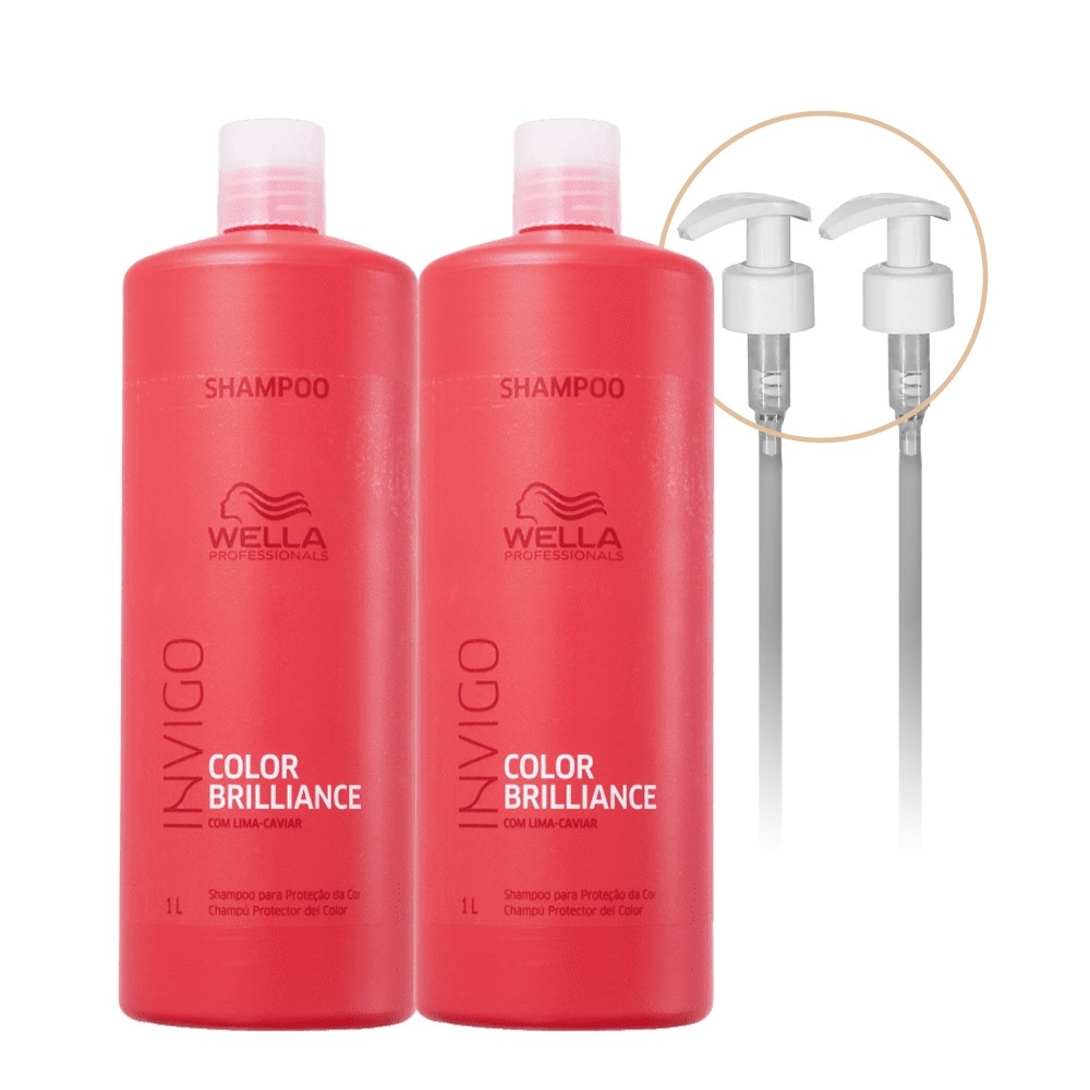 Kit Wella Professionals Invigo Color Brilliance Shampoo Extra 1L e Válvula (4 produtos) em Oferta na Shopee