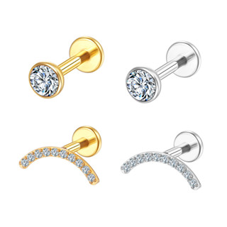 2PCS Kit Piercing Labret Titânio Trágus Ponto De Luz Zircônia Helix Tragus Piercing de Conch Boca-Medusa em Oferta na Shopee