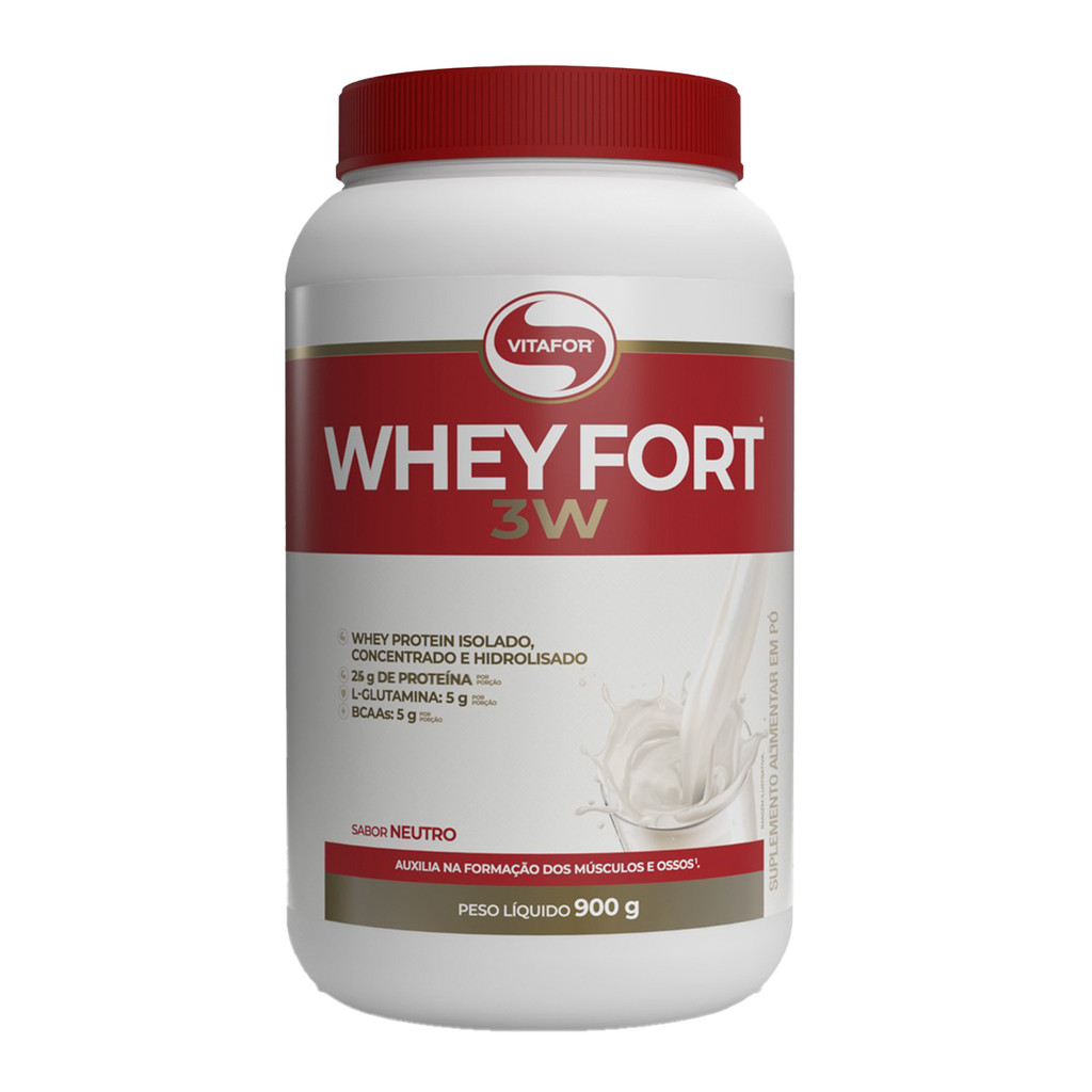 Whey Fort 3W - Neutro 900g - Vitafor em Oferta na Shopee