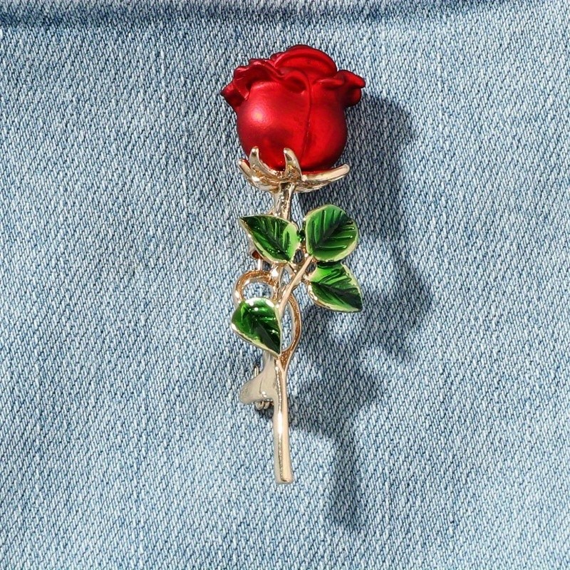 Moda Elegante Rosa Broche Vermelho High-end Roupas Colar Pino Gota De Óleo Unisex Corsage