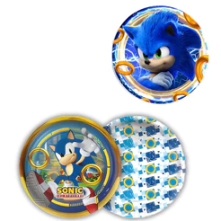 8~40 PRATO BOLO FESTA SONIC DE PAPEL 18 CM REGINA (CHOCO)