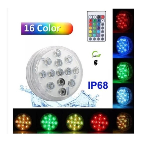 Luminaria Led A Pilha Aquario Picina Jardim A Prova D'água Rgb Com Controle sem fio