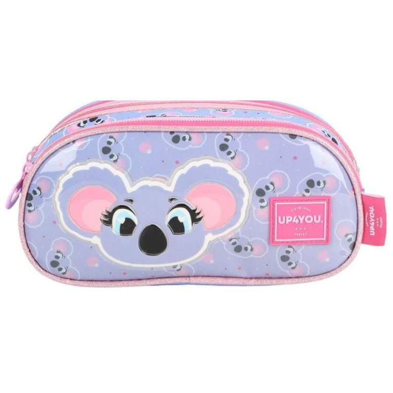 Estojo Escolar Triplo Coala Violeta em Oferta na Shopee