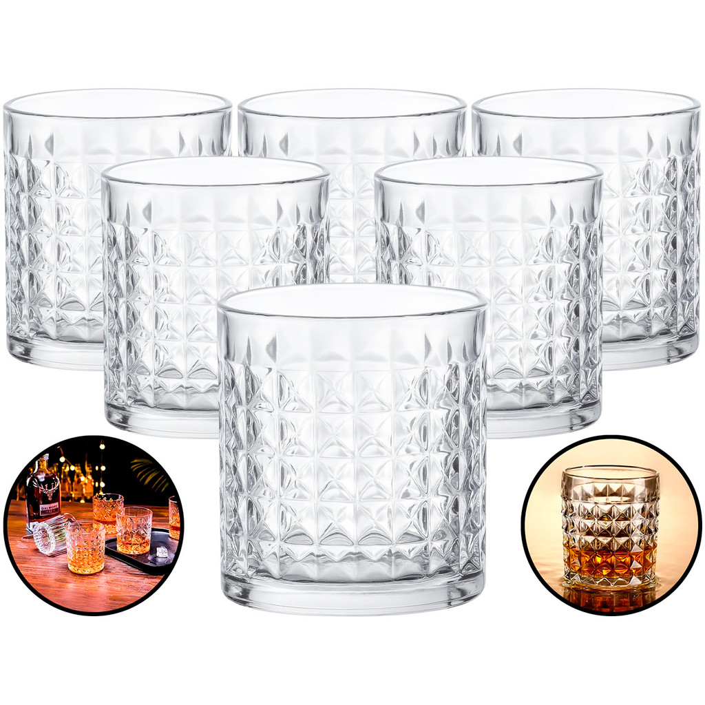 Jogo Conjunto 6 Copos De Vidro 273ml Para Whisky Uisque Drinks Bebidas Doses Coquetéis Suco Refri em Oferta na Shopee