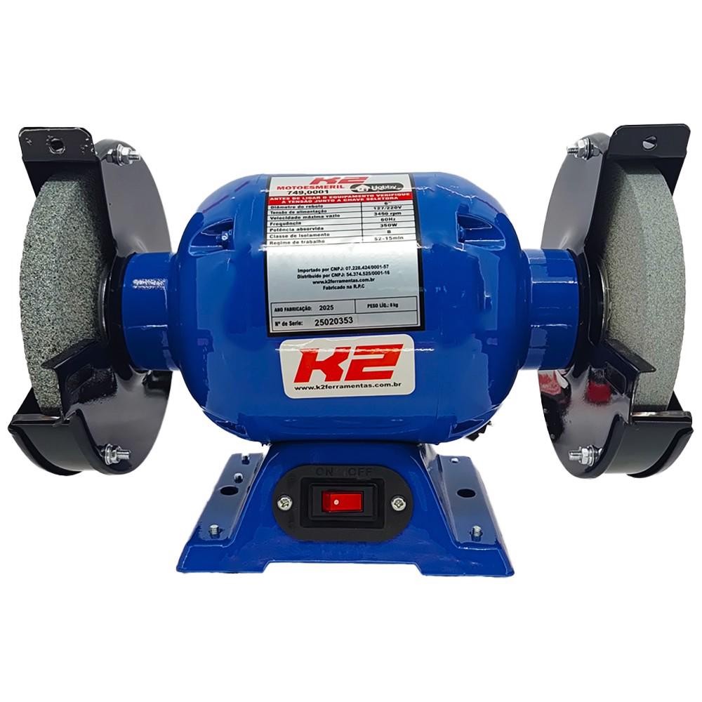 Moto Esmeril De Bancada 6 Polegadas 350W 2 Rebolos Bivolt (749,0001) - K2 em Oferta na Shopee