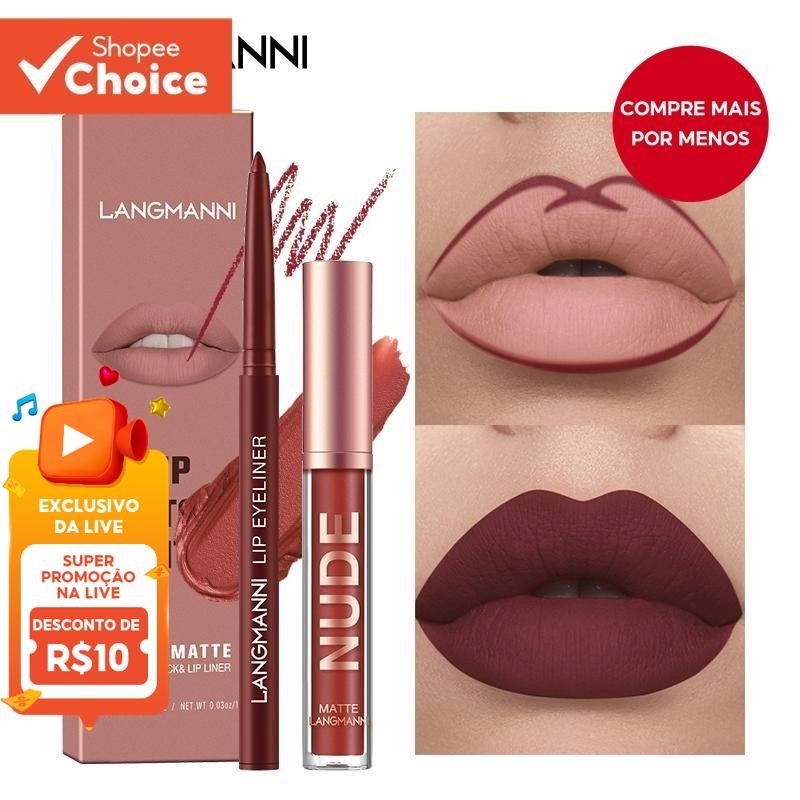 Langmanni | Conjunto 2 Peças Gloss e Lápis Labial Efeito Matte