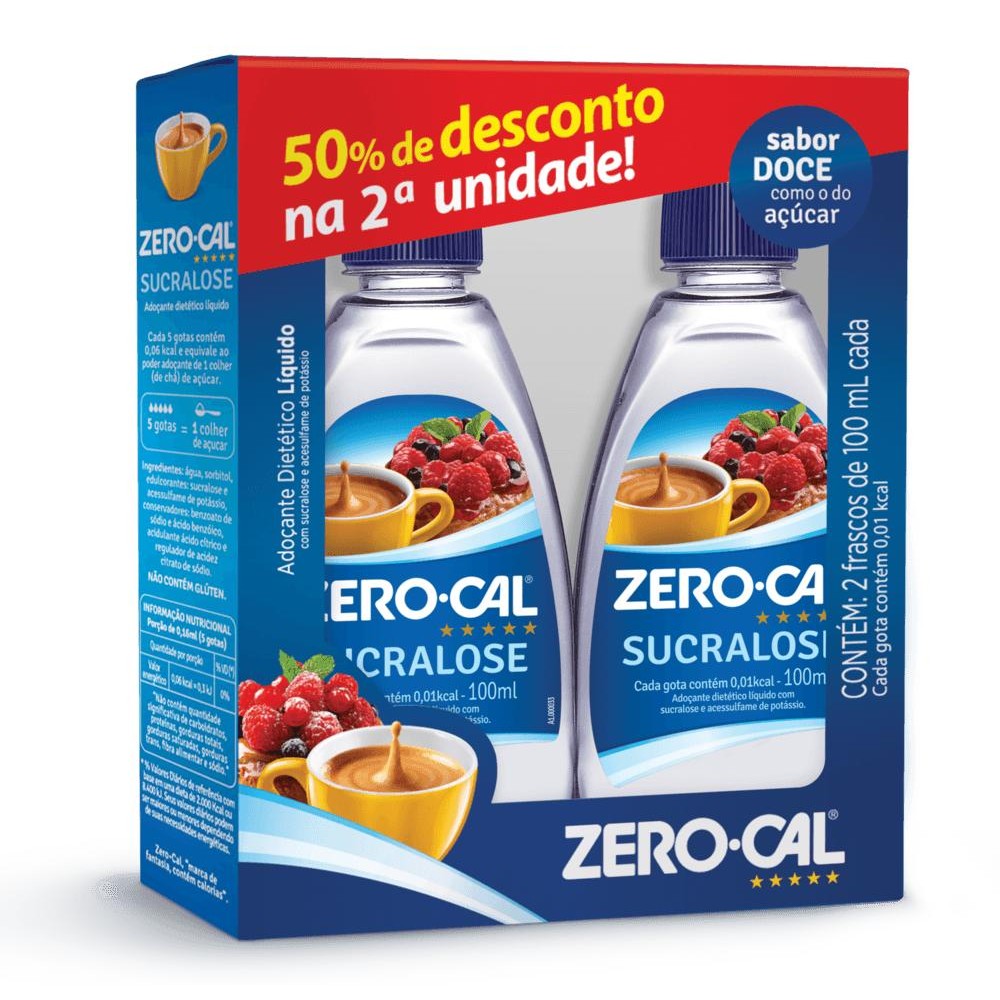 Adoçante Zero-Cal Sucralose 2 Unidades De 100Ml