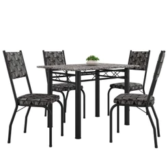 Conjunto Sala de Jantar Mesa Tampo Granito 1,20m 4 Cadeiras