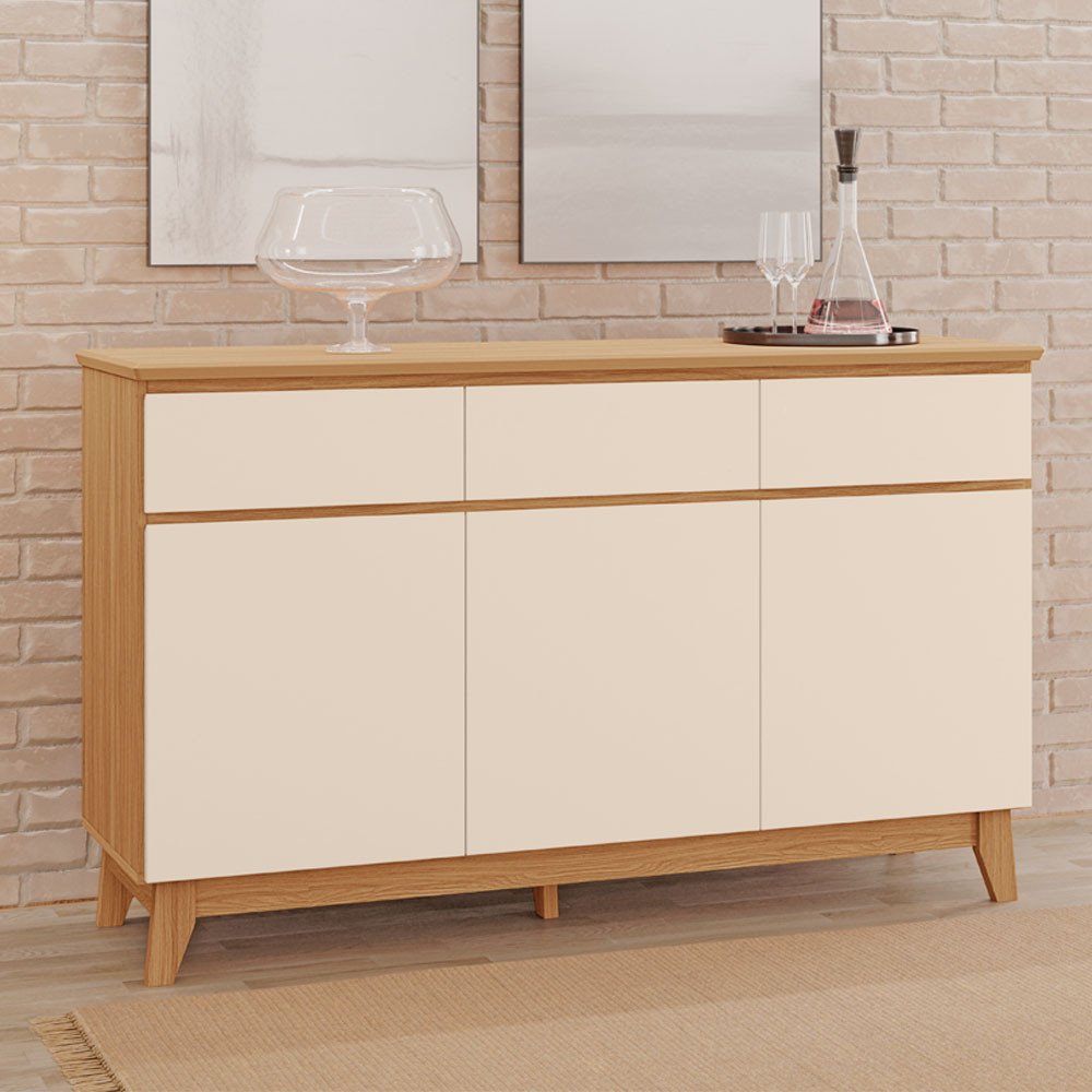 Buffet Dubai Tuboarte 100 %  MDF 3 Porta e Pés Estilo Retrô Tuboarte em Oferta na Shopee