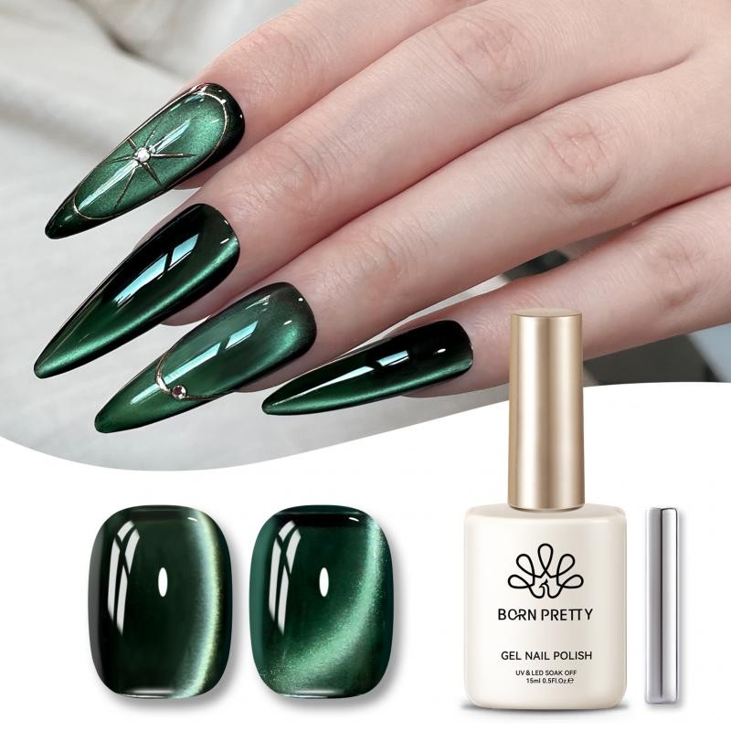BORN PRETTY 15ml Olhos De Gato Verde Esmalte Gel Magnético Natal Com Verniz Ímã Salão De Beleza Manicure Nail Art Home