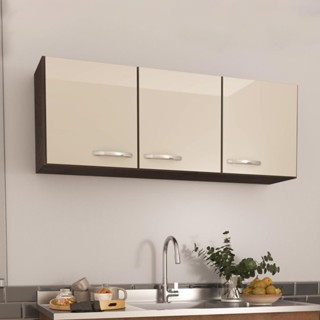 Armário Aéreo Modulado Fidelitá Suiça 120cm 3 Portas Noce/Off-White em Oferta na Shopee