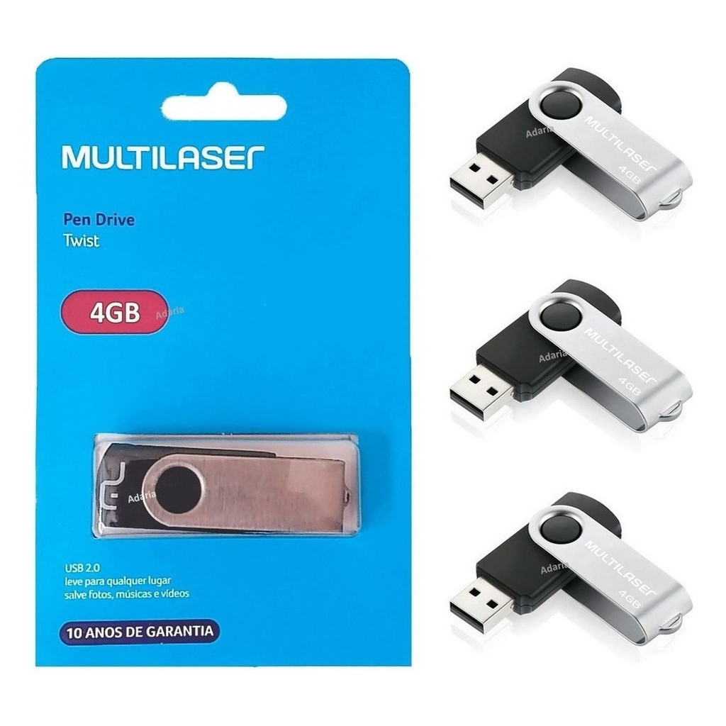 Kit 10 Pendrive 4gb ou 8gb Twist Multilaser Pd586 Preço Atacado
