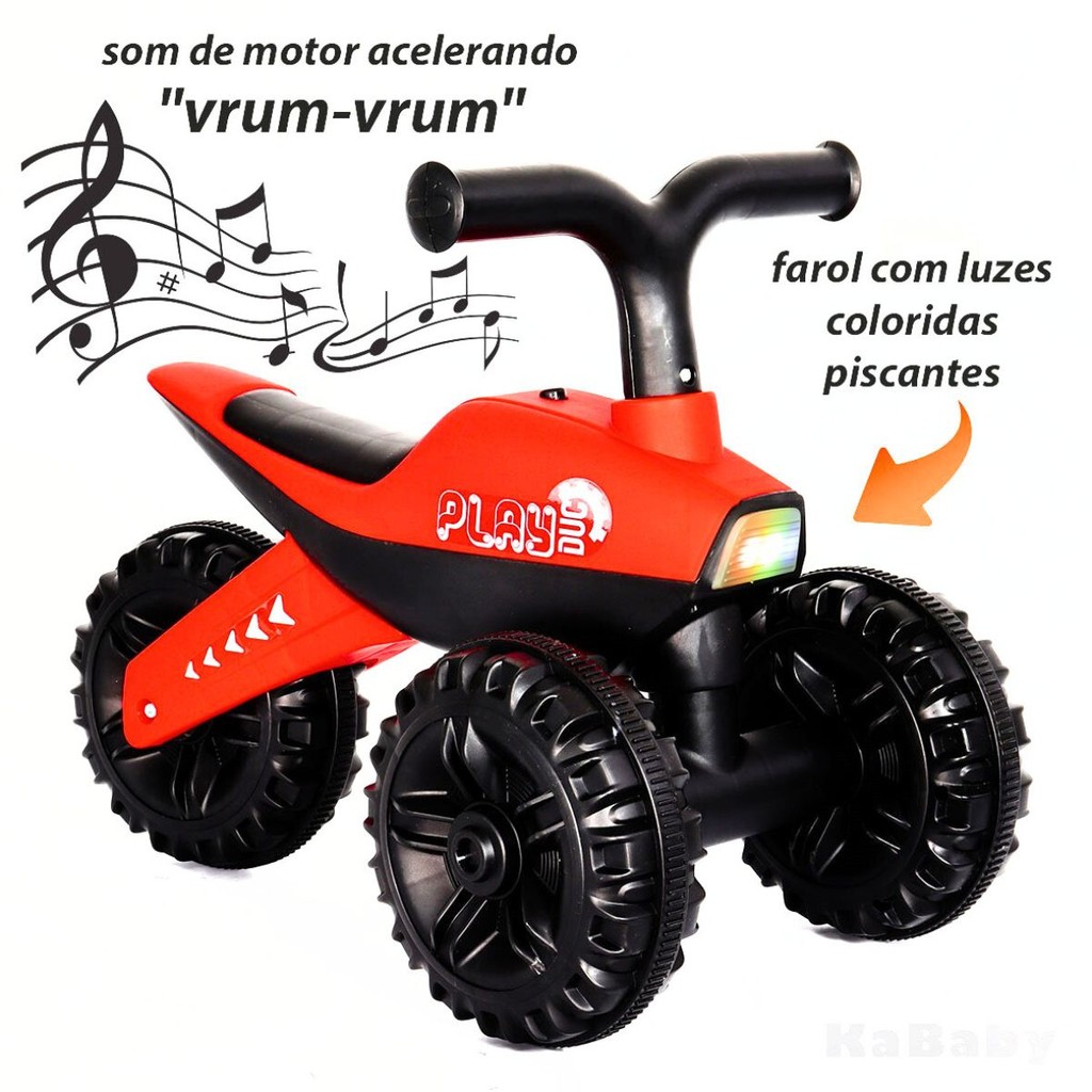 Bicicleta Equilíbrio Infantil 3 Rodas Luz Som Rider Vermelho