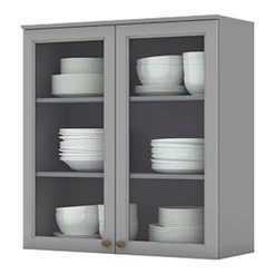 Armário Aéreo 2 Portas De Vidro 80 Cm Nova York Cinza – Henn