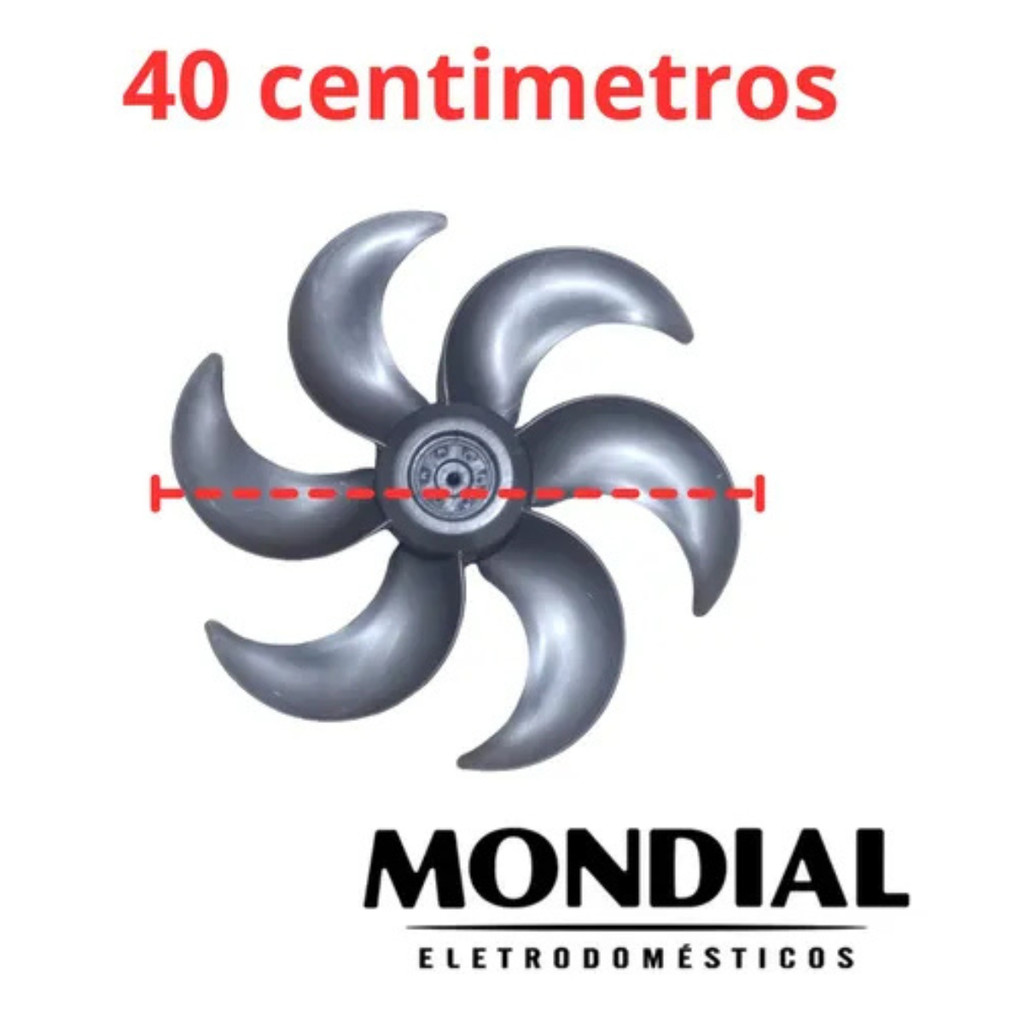 Hélice Ventilador Mondial 40cm 6 Pás Cinza Peça Reposição Original