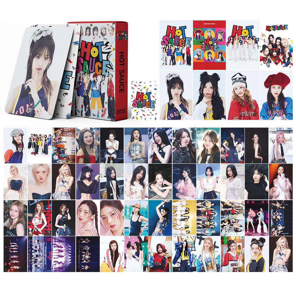 55pcs BM DRIP Lomo Cards CLIK CLAK Vejo Você Há Para Sempre Como Aquele BABYMONS7ER SHEESH Photocards AHYEON Asa Chiquit