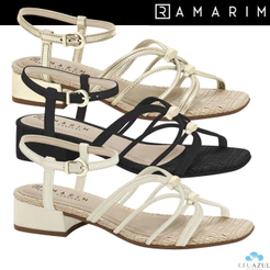 Sandália Feminina Ramarim Salto Baixo Conforto Tiras Elegante Casual