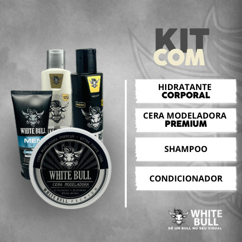 Kit Presente Dia dos Pais White Bull – Cera, Shampoo, Condicionador e Loção