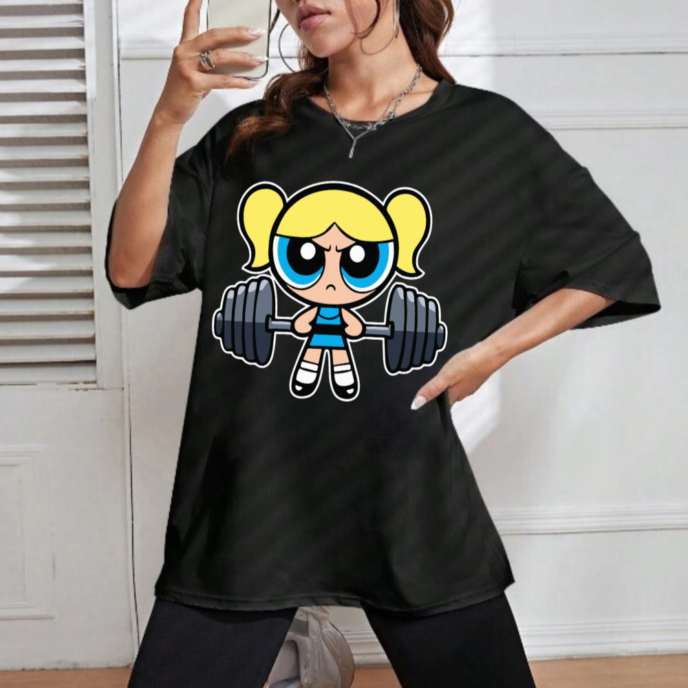 Camiseta Premium em Algodão Puro Camiseta Feminina Oversized As Meninas Superpoderosas Gym 100% Algodão