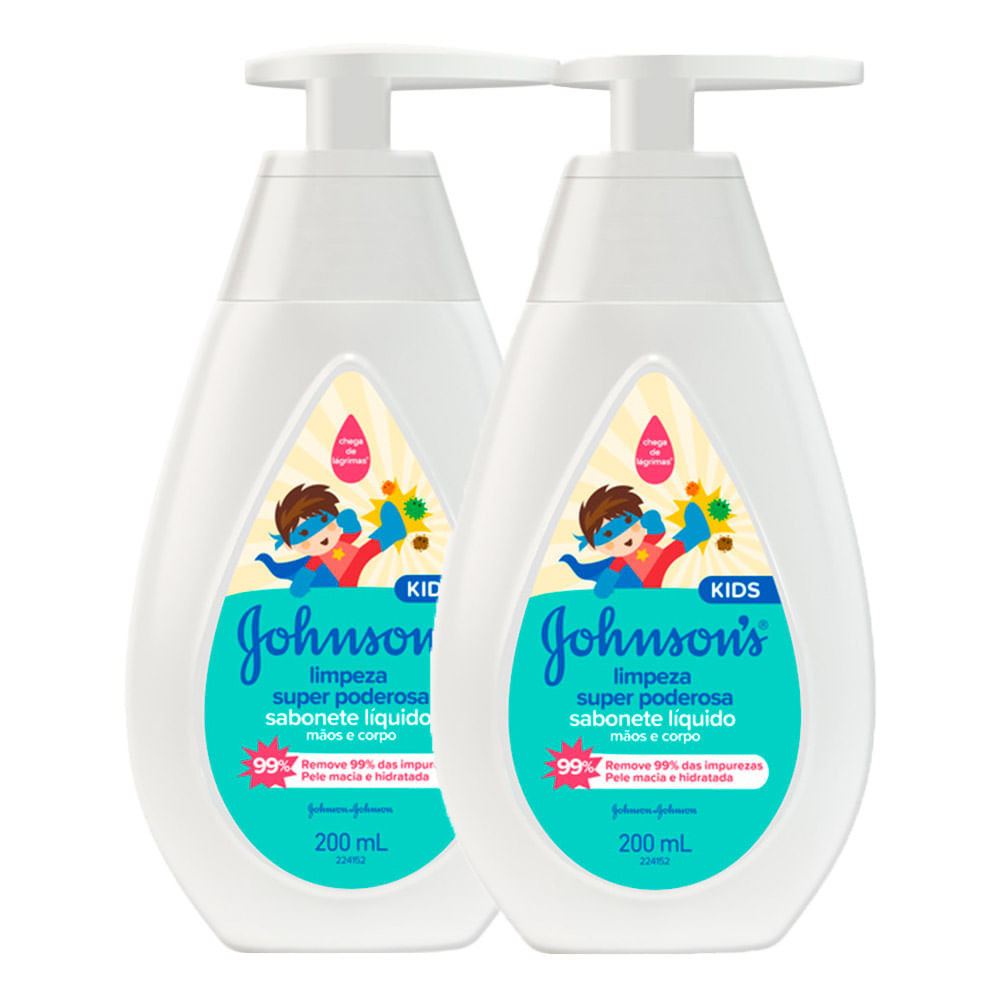 Sabonete Líquido Johnson's Kids Limpeza Super Poderosa 200ml | Kit com duas unidades - Mom & Baby