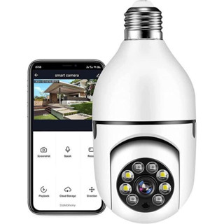 Câmera Wifi IP Sem Fio Giratória 360 Com Encaixe Lampada Bocal Rosca Yoosee Ptz Full HD Visão Noturna Segurança E27 em Oferta na Shopee