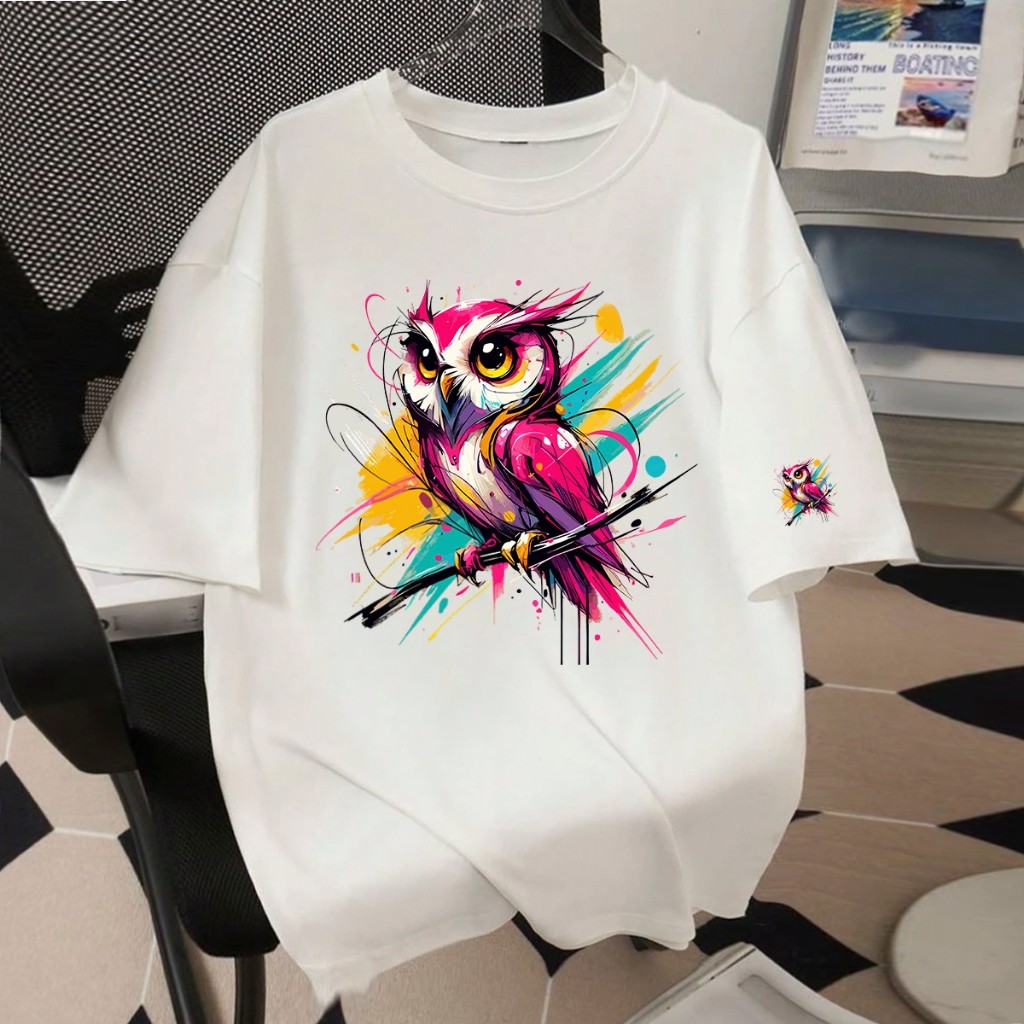 Algodão Camiseta Oversized Camisetão de luxo Larga Feminina Fofa Estampa Cute Confortável Algodão Feminino 30.1 Premium 