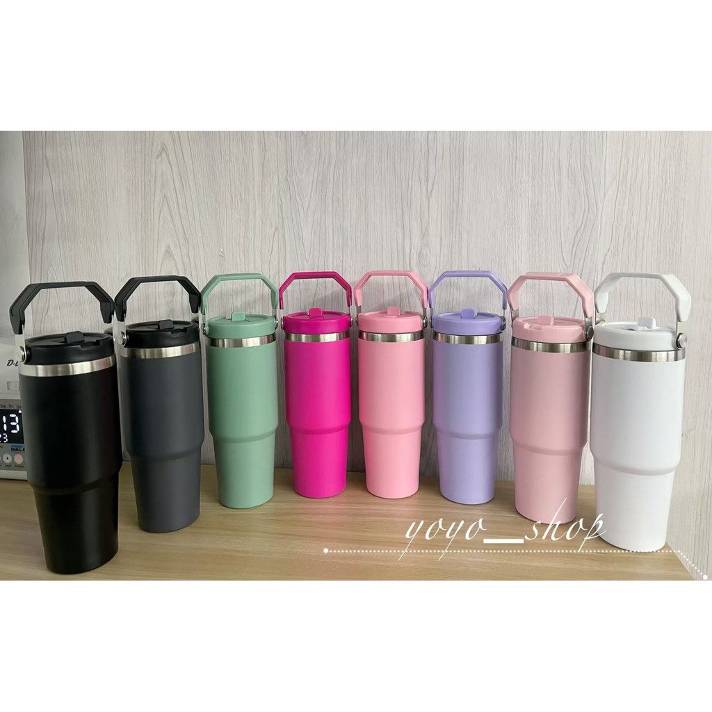 Garrafa Térmica Inox 900ml ou 600ml | Tampa Flip Antivazamento | Alça para Transporte | Quente e Frio，Várias cores em Oferta na Shopee