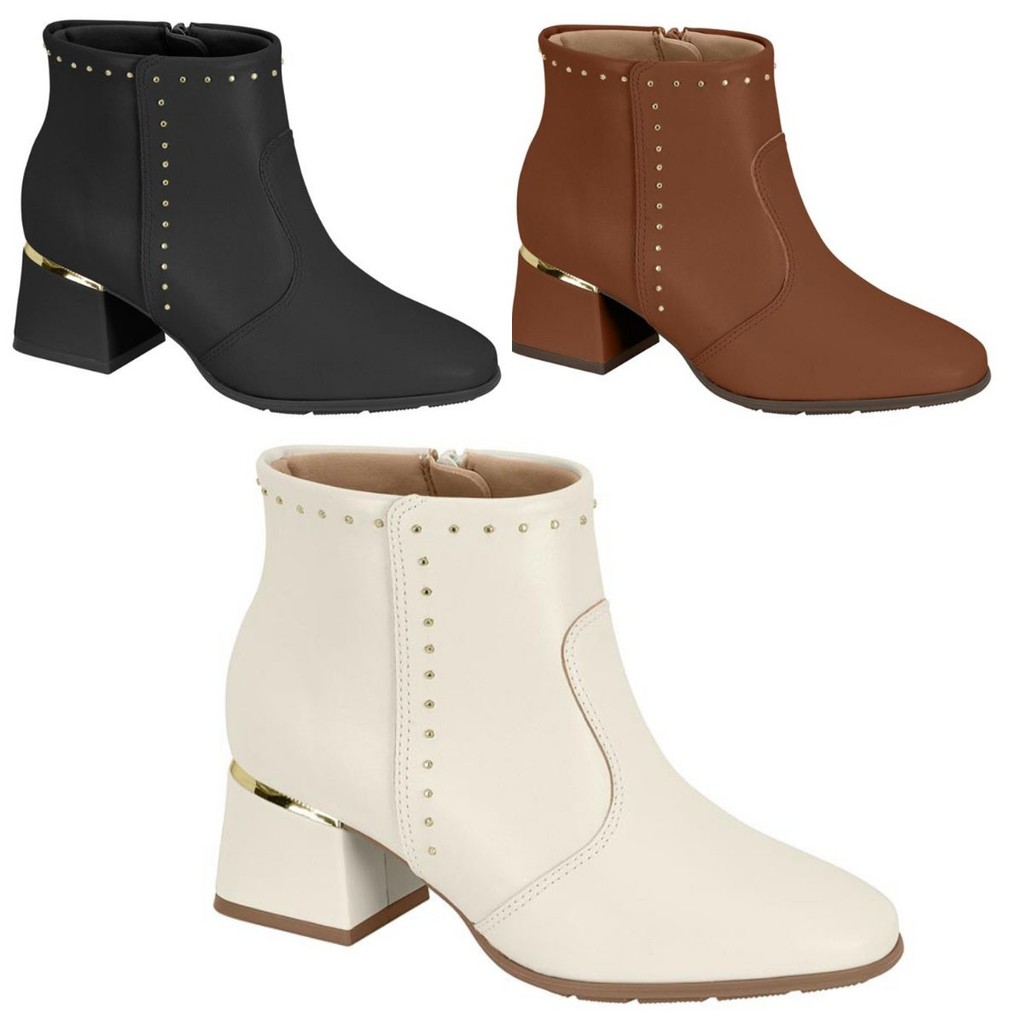 Bota Modare Cano Curto Feminino Conforto forrada Original salto baixo com zíper macia