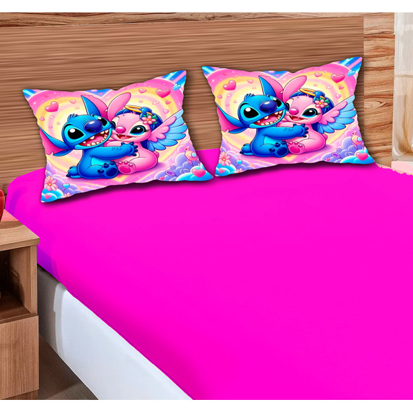 Jogo De Lençol Casal 3 PÇs Stitch 25 cm altura COR 67 em Oferta na Shopee