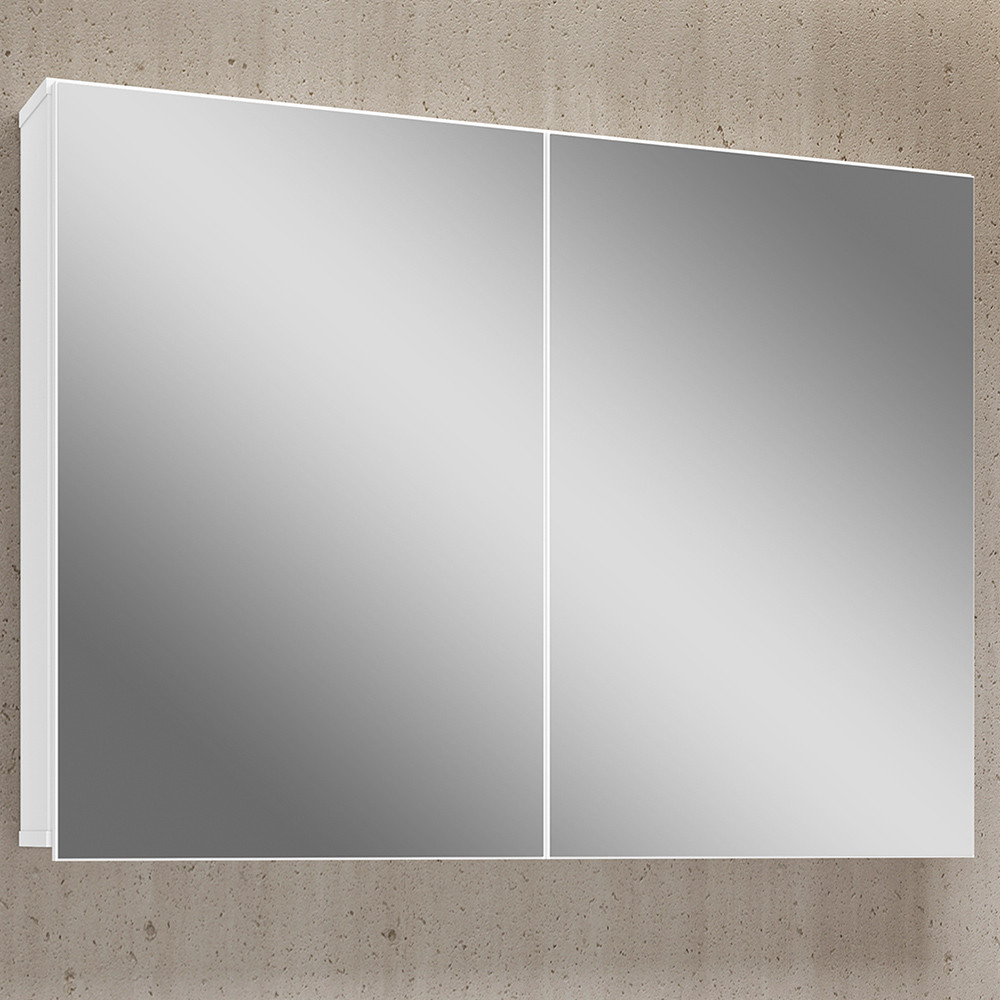 Armário Aéreo Para Banheiro 100cm Com 02 Portas E Espelho Malbec B06 Branco - Lyam Decor em Oferta na Shopee