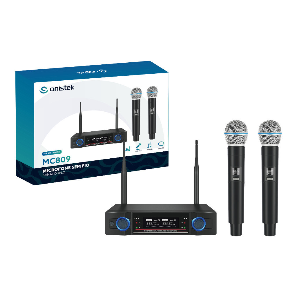 Microfone Sem Fio Duplo Uhf Hi Fi Dinamico Display Digital em Oferta na Shopee