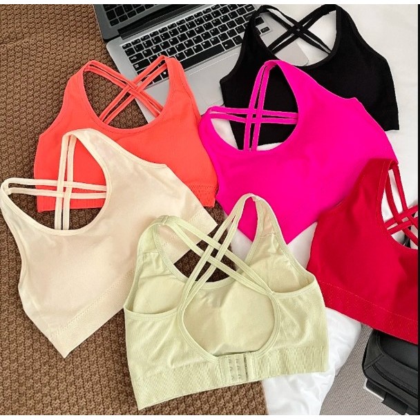 Top Fitness Academia Costa Cruzada Com Fecho Bojo Removível em Oferta na Shopee