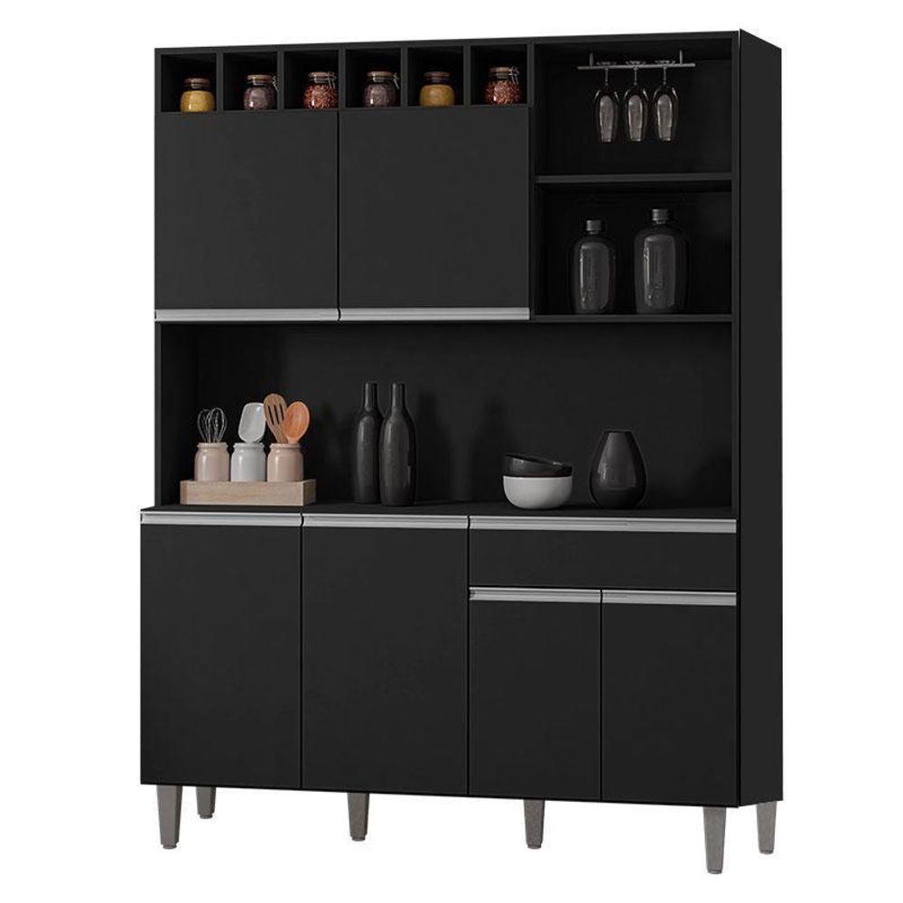 Armário Para Cozinha Kit Alice Preto Fosco - Ajl em Oferta na Shopee