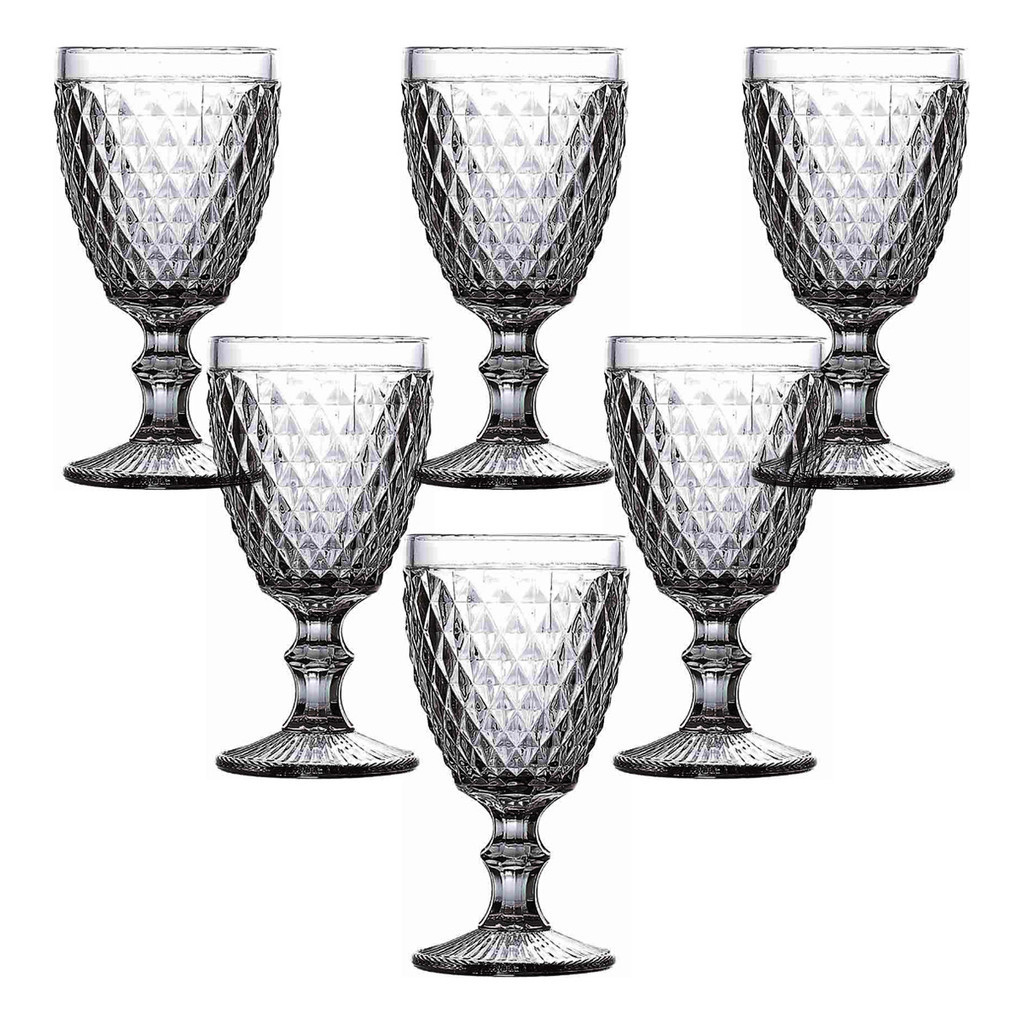 Jogo De 6 Taças De Vidro Conjunto  Bico De Abacaxi 325 Ml