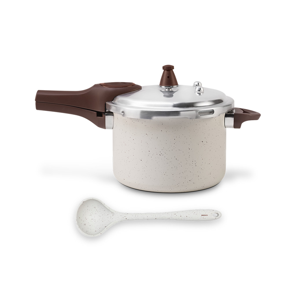 Panela de Pressão Indução Brinox Antiaderente Ceramic Life Pressure 4,2L + Concha Vanilla em Oferta na Shopee