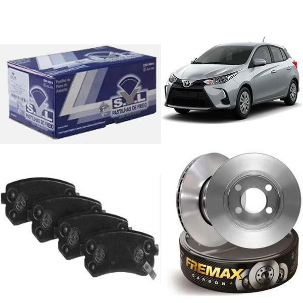 Kit Disco Freio Ventilado + Jogo Pastilha Freio ETIOS YARIS – FREMAX / SYL em Oferta na Shopee