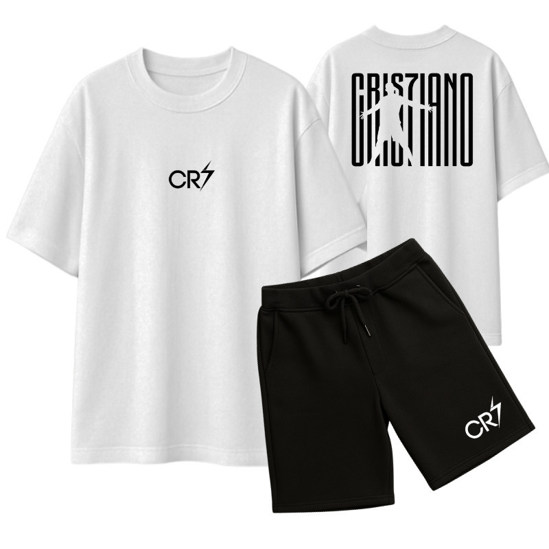Kit  Camiseta Oversized 100% Algodão+ Bermuda Moletinho Cristiano Nova Linha Verão