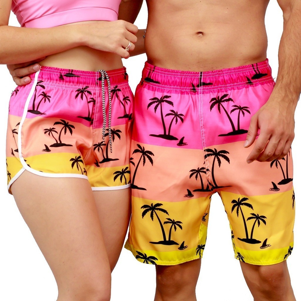 Kit Casal Short Praia Mosão Coqueiro Tac Tel Envio Imediato em Oferta na Shopee