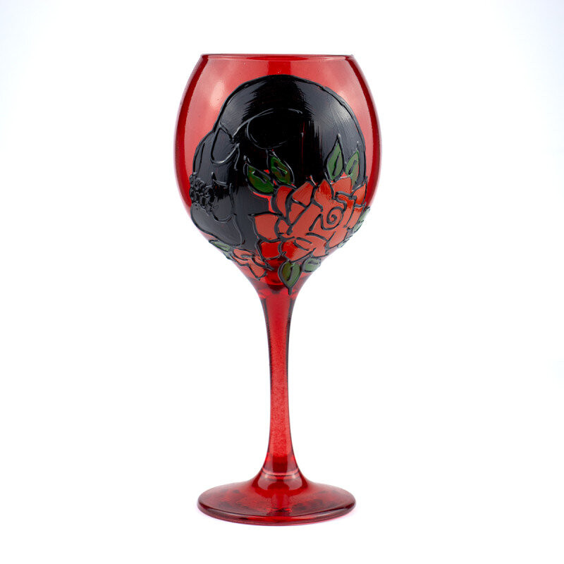 Taça Pomba Gira Rosa Caveira Altar 20 cm Vidro Luxo 400 ml
