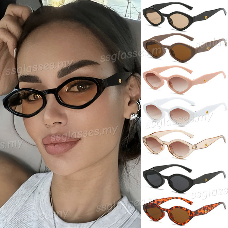 Óculos De Sol Femininos Poligonais Retrô Moda Simples Unissex Resistente A UV