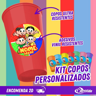 Kit Copos Personalizado 330ML Turma da Mônica Magali Cebolinha Cascão Festas Aniversarios - ArtVida em Oferta na Shopee