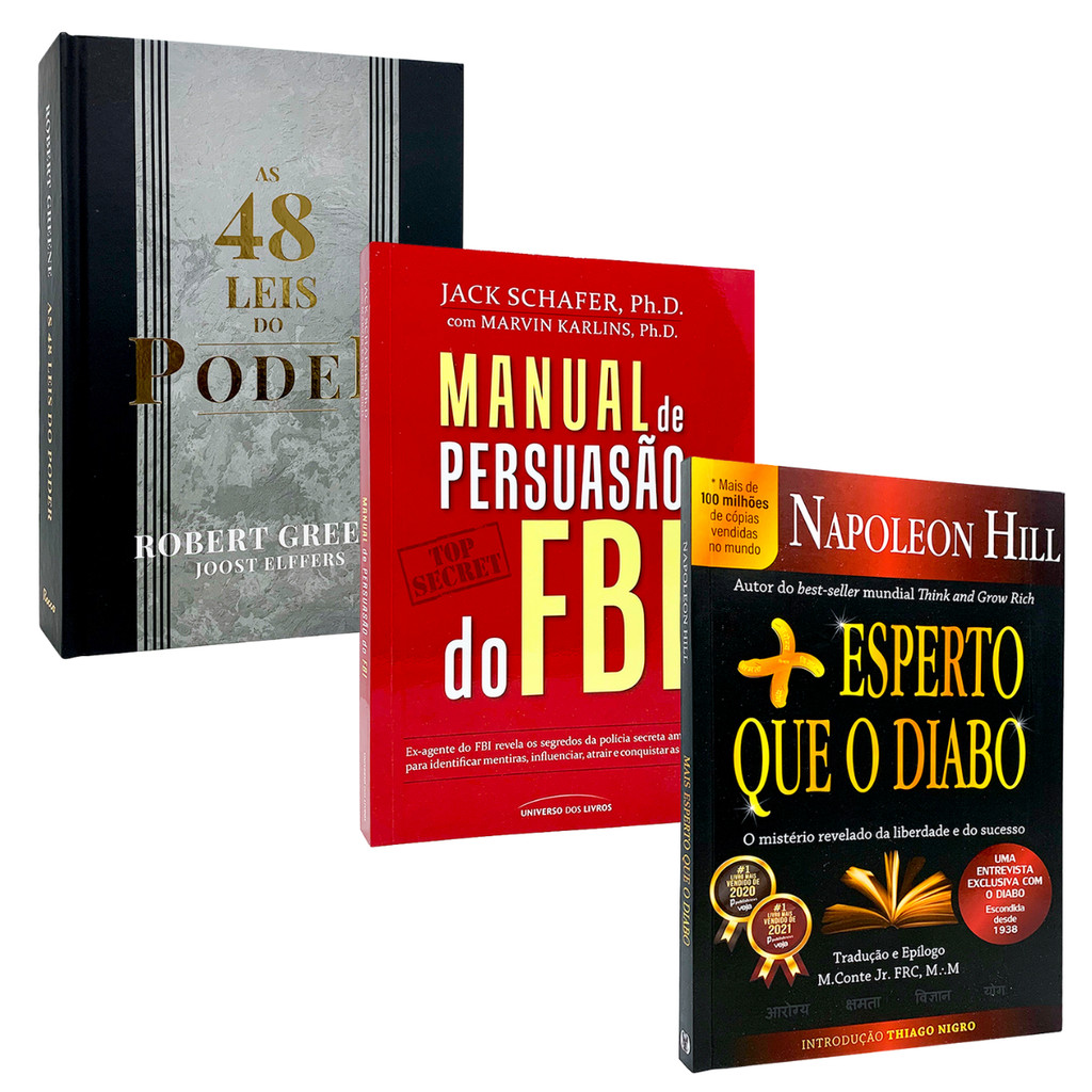 As 48 Leis do Poder + Manual de Persuasão do FBI + Mais Esperto Que o Diabo - 3 Livros Físicos