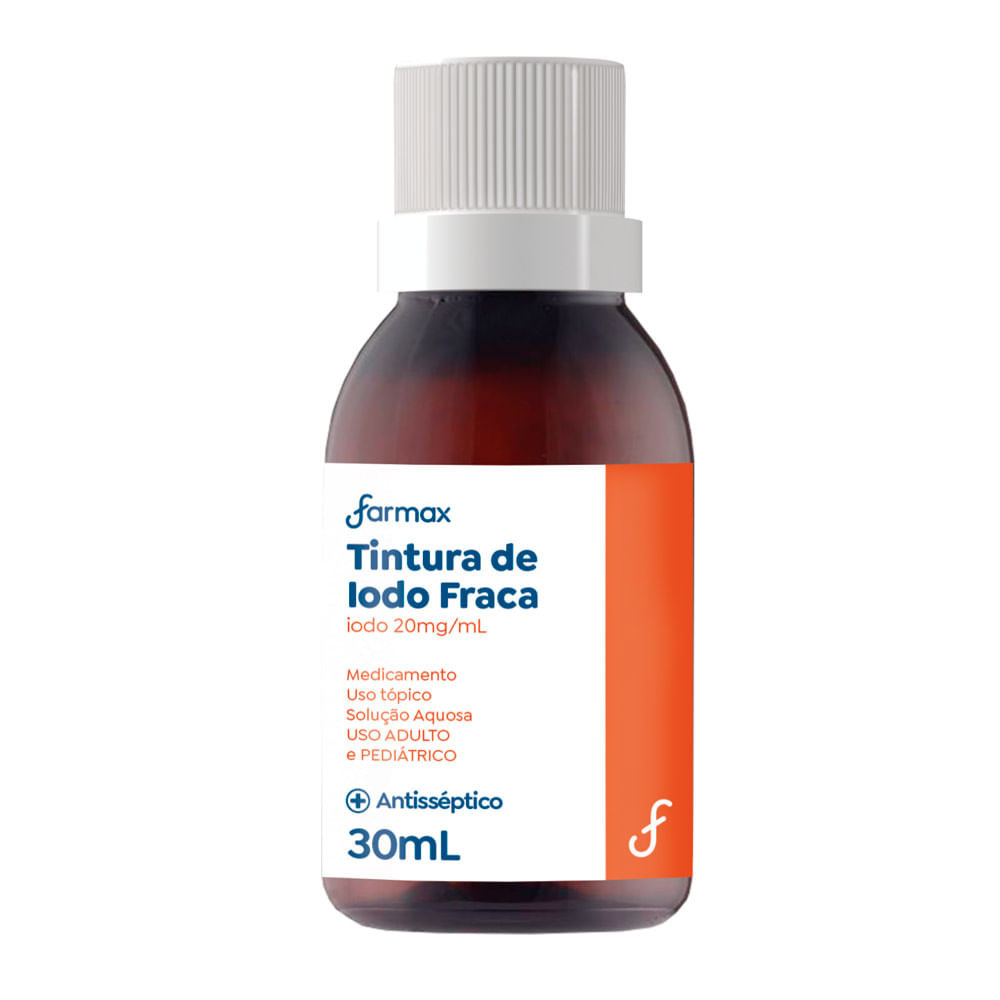 Tintura de Iodo 2% Farmax com 30ml - Pets