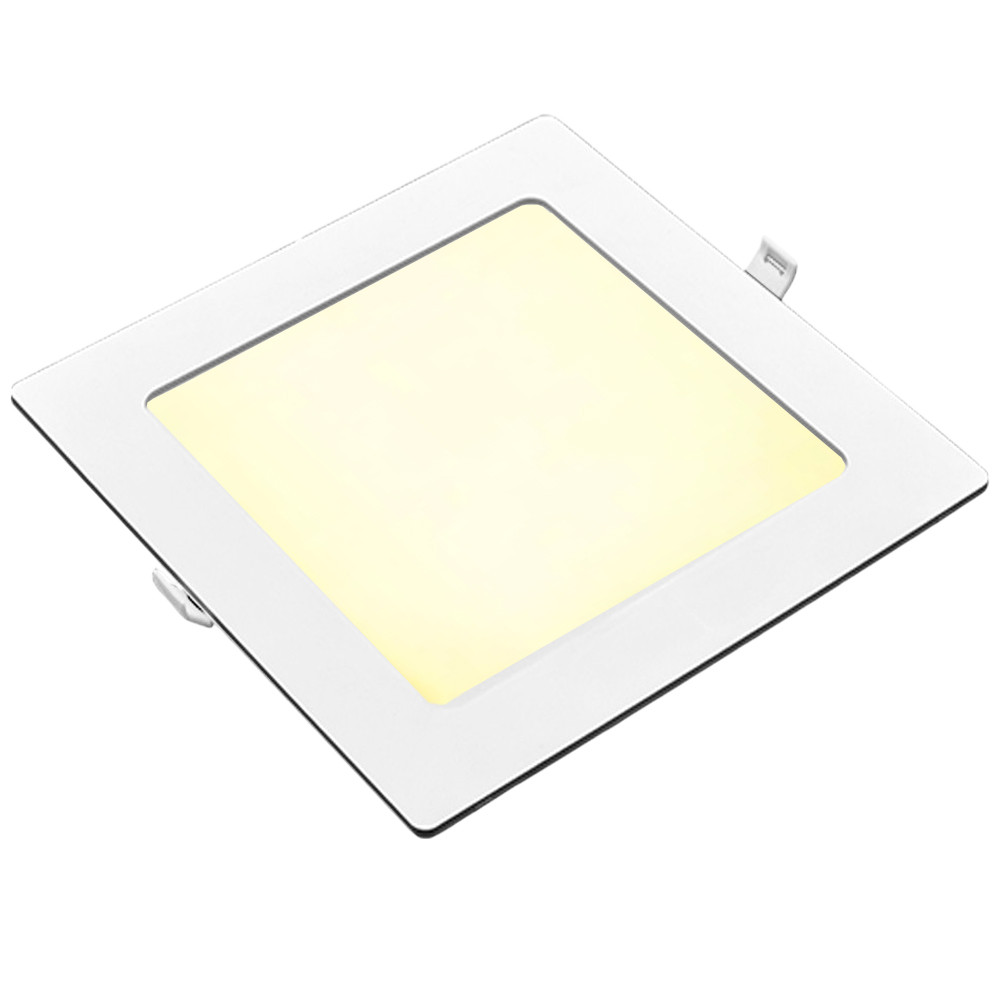 Painel Plafon Quadrado Embutir 18W Luz Amarela 3000K Luminária de Gesso Forro Avant