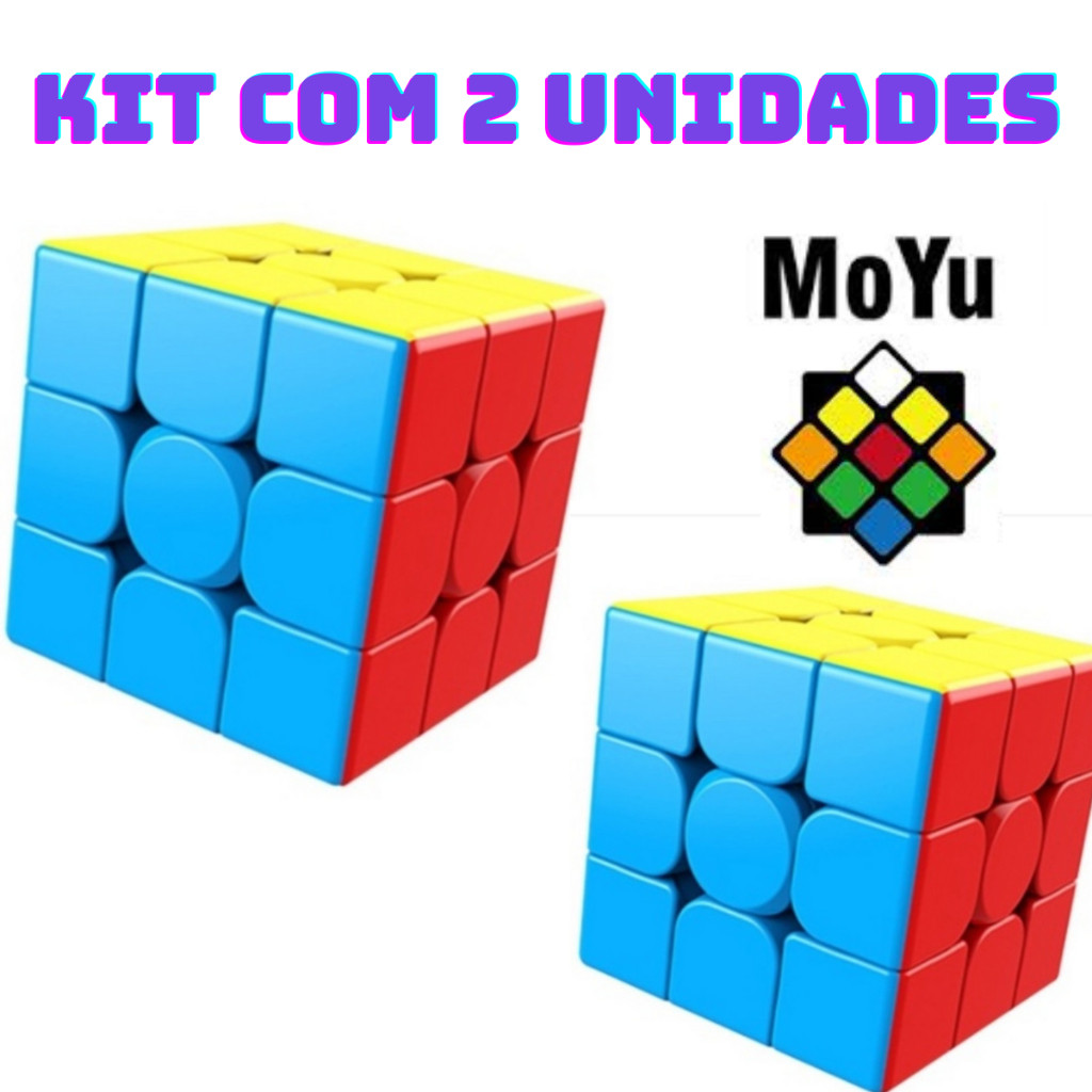 Kit com 2 unidades Cubo Mágico Profissional 3x3x3 Speed Moyu Meilong Stickerless Original